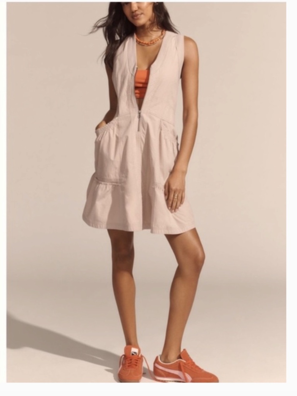 Daily Practice Anthropologie Cotton Trek Utility Mini Dress Muted Rose Size M - Picture 2 of 7
